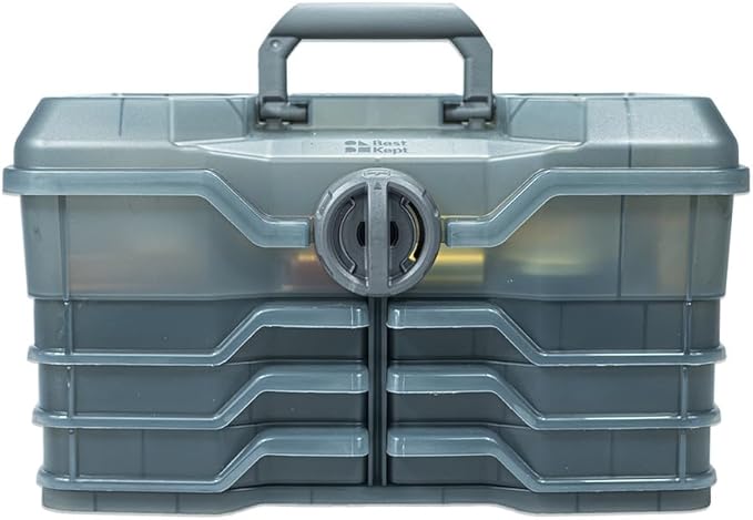 Best Kept | Portable Cosmetic Organizer with Compartments | Makeup Organizer Box For Vanity | Skin Care | Jewelry | Cosmetic Train Case | Hair & Grooming Storage Case | Dark Grey