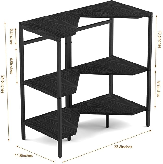 Under Pedestal Sink Shelf, 2 Pack Under Sink Organizers and Storage, 3-Tier Pedestal Under Sink Storage Bathroom Vanity, Corner Shelf Stand for Bathroom, Kitchen, Living Room, Black