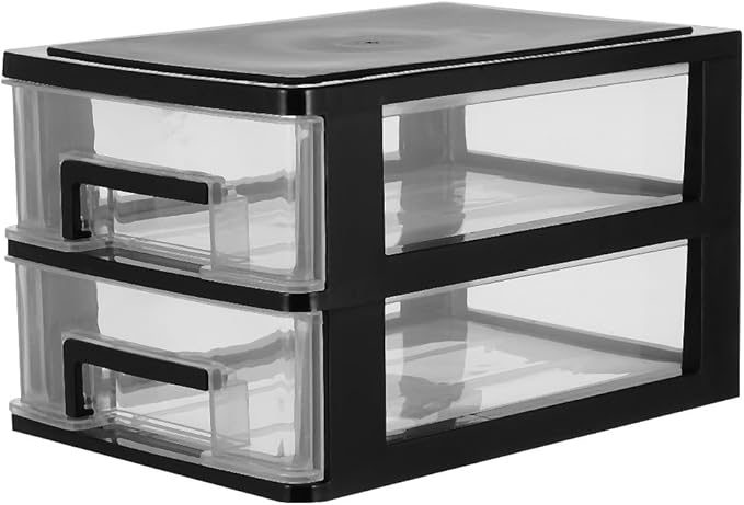 STOBAZA Double Layer Plastic Storage Drawer Cabinet 8.30X5.98X5.19In Portable Desktop Organizer for Office Study Kitchen Multifunction Storage Rack