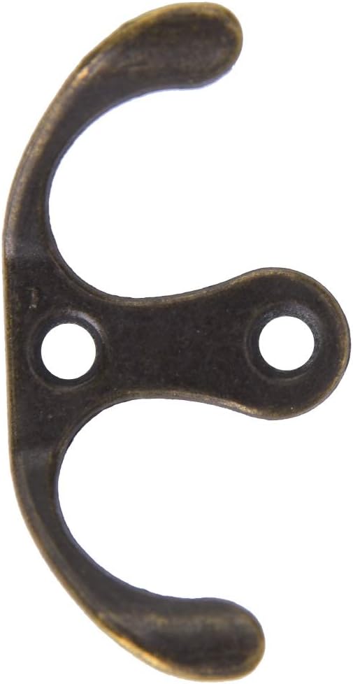 10 Pack Wall Hooks Coat Hooks, Towel Hook Double Prong Robe Hanger Wall Mounted Coat Rack Retro Utility Hooks for Hanging Towels Clothes Robes Bag Key Cup Hat, Zinc Alloy, Bronze