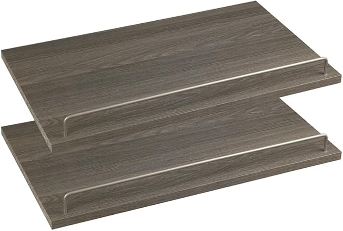 ClosetMaid SuiteSymphony Wood Shoe Shelves Set, Add On Accessory, Angled, Shoe Fence, for 25 in. Units, Graphite Grey/Satin Nickel