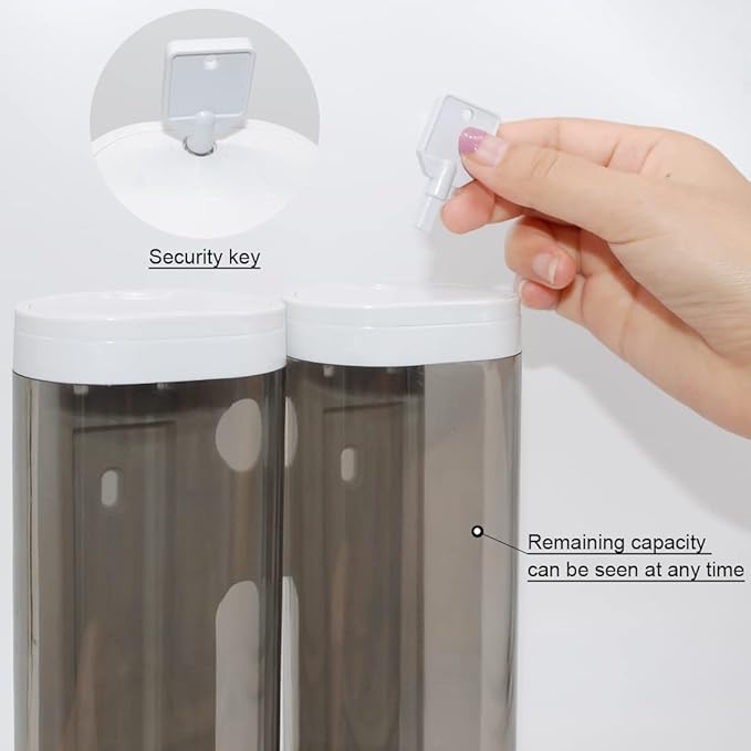 2-Chamber Soap Dispensers Wall Mount,400ml Bathroom Shower Pump Dispenser,Press Manually Lotion Shower Soap Dispenser Usefor Home,Bath,Kitchen,Hotels,Restaurants(White)