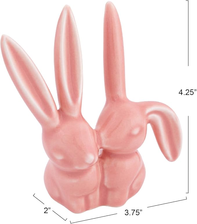 Creative Co-Op Ceramic Bunny Rabbit Ring Holder, Pink