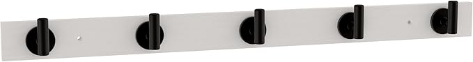 Franklin Brass Post (1-Pack) 27' Coat/Hat Rack Wall Mount Pure White with 5 Hooks Mounted Hanging Hook Rail for Clothes, Towels, Purses, Bags, Kitchen, Entry, Closet Organization B48031K-PFB-R
