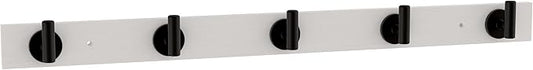 Franklin Brass Post (1-Pack) 27' Coat/Hat Rack Wall Mount Pure White with 5 Hooks Mounted Hanging Hook Rail for Clothes, Towels, Purses, Bags, Kitchen, Entry, Closet Organization B48031K-PFB-R