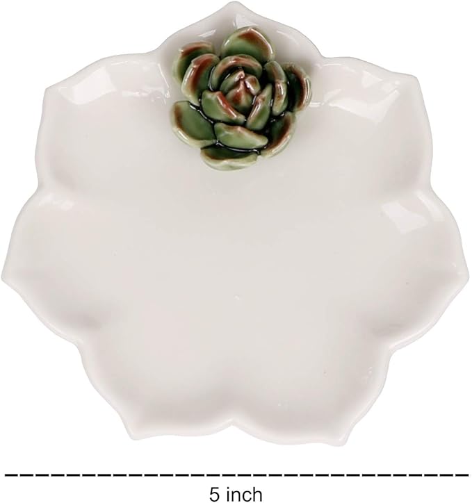 Kimdio Ring Holder Succulents Jewelry Dish Trinket Tray Necklace and Earring Holder for Women Home Decor Birthday Wedding Gift for Mom, Friend, Girlfriend