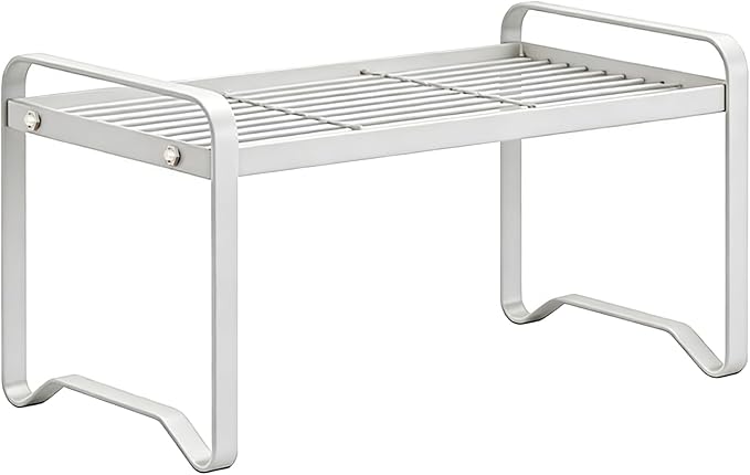 Metal Wire Cabinet Shelf - Multi-Functional Shelf Saver for Kitchen, Pantry, Countertop & Under Cabinet - Storage Solution for Spice Holder, Bookshelf & Cup Display Stand (White, 1-Tier 12" L)
