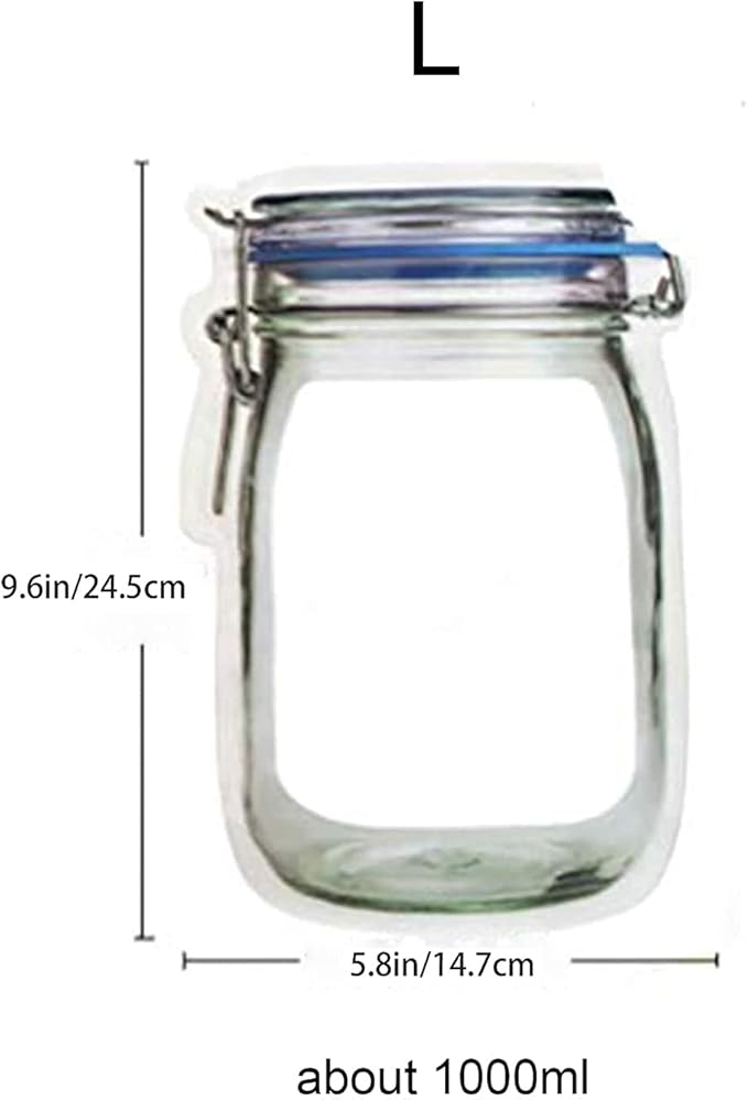 Enkrio 20 Pack Mason Jar Zipper Bags, Reusable Snack Food Storage Bags for Kitchen Sandwich Picnic Organizer