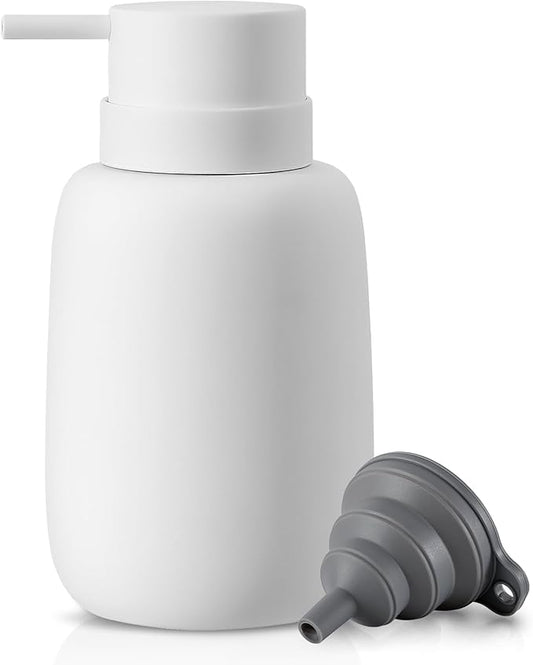 Matte White Soap Dispenser Bathroom,Ceramic Soap Dispenser Lotion Pump Dish Soap Dispenser for Kitchen,16oz Refillable Liquid Hand Wash Dispenser for Bathroom (Rubber Paint)