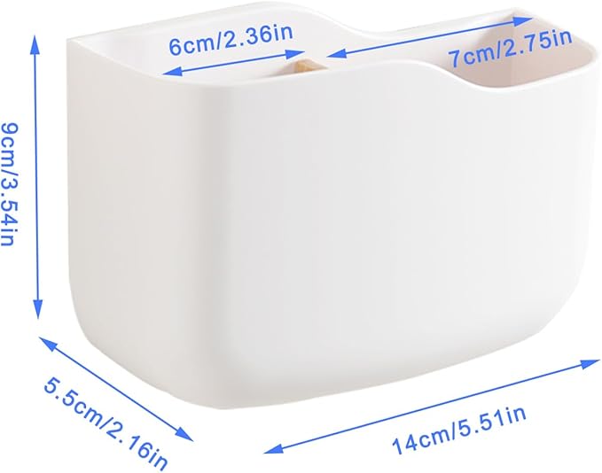 Wall Mount Remote Control Holder 4 Pack Adhesive Media Player Controller Holder White Universal TV Remote Organizer Caddy Box Tray Hollow Bottom Easy Phone Charging Home Office Desk Nightstand