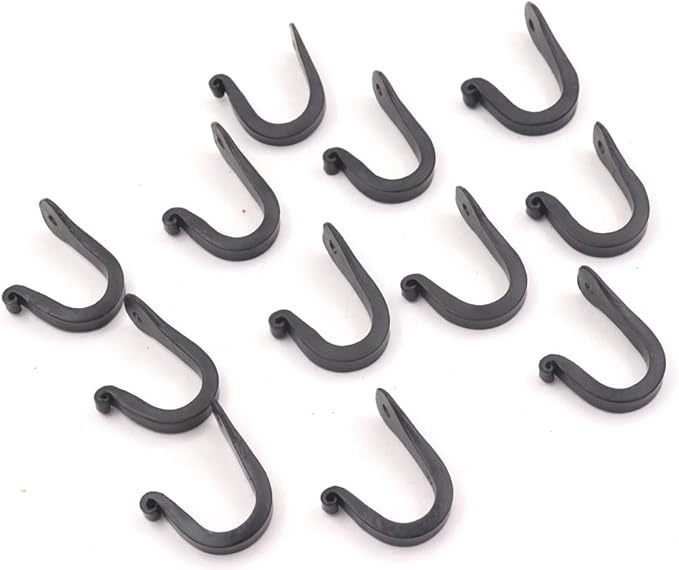 THDC Nail Hooks, Vintage, Rustic Curved Metal Fasteners – Decorative Colonial Wall Décor, Heavy Duty Wall Hooks, Hangers for Keys, Coats, Robe, Bags, Home, Kitchen Set of 12 (Small 1")