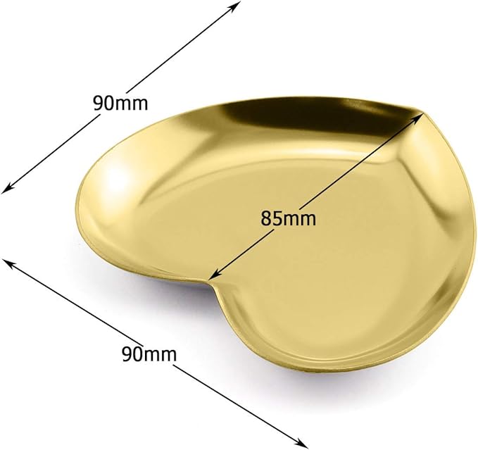 1 Piece Gold Luxurious Metal Storage Tray Heart Shaped Jewelry Display Tray Home Decoration Serving Plate Craft for Table Organizer