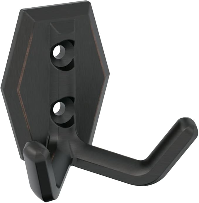 Amerock H37008ORB | Benton Double Prong Decorative Wall Hook | Oil Rubbed Bronze Hook for Coats, Hats, Backpacks, Bags | Hooks for Bathroom, Bedroom, Closet, Entryway, Laundry Room, Office
