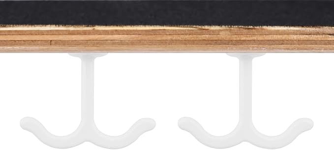 HEVSTIL 6Pcs Zinc Alloy Ceiling Double Hook Cabinet Under The Table Coat Hook Wardrobe Coat Towel Hat Hook Under Cabinet Shelf for Closet Top Bathroom Kitchen Cabinet Garage, White