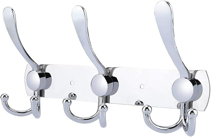Coat Rack Wall Mounted,3 Tri Stainless Steel Coat Hook for Coat Hat Robes Towel in Mudroom Entryway (Sliver, 1 Pack 3 Hook)