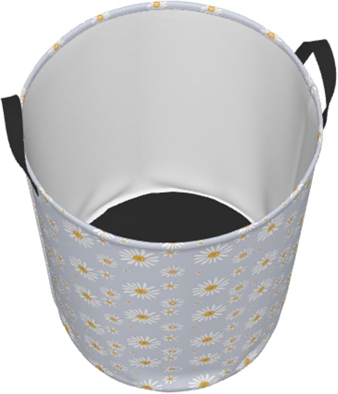 Daisy Flowers Round Laundry Hamper Storage Basket Toys Clothes Organizer Bin For Home Bathroom Bedroom Dorm Nursery, 38l