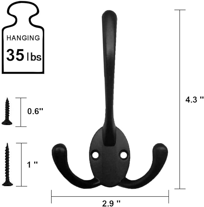 Wall Mounted Coat Hooks 15 Packs Heavy Duty Black Hardware Robe Hooks Decorative for Single Hanging Coats Towel Cubicle Classroom Kitchen Bath Backpack Hat Hook
