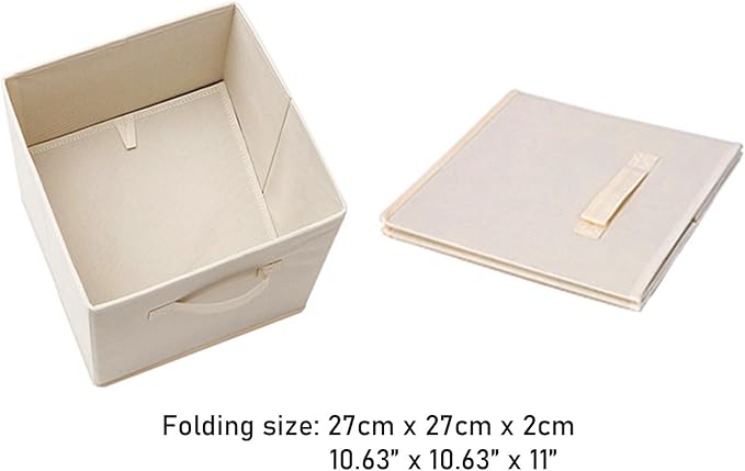 Basics Fabric Clothing Storage Bins - 10.6" x 10.6" x 11" - Collapsible Storage Cubes Organizer with Handles, Linen Foldable Storage Baskets Cloth Box Containers, Closet Organizers