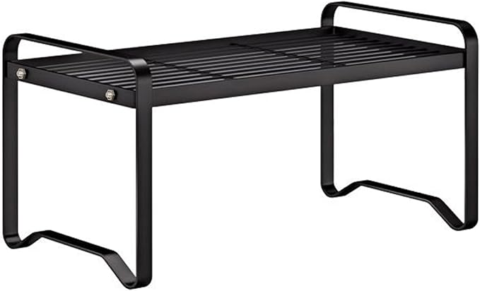 Metal Wire Cabinet Shelf - Multi-Functional Shelf Saver for Kitchen, Pantry, Countertop & Under Cabinet - Storage Solution for Spice Holder, Bookshelf & Cup Display Stand (Black, 1-Tier 16" L)