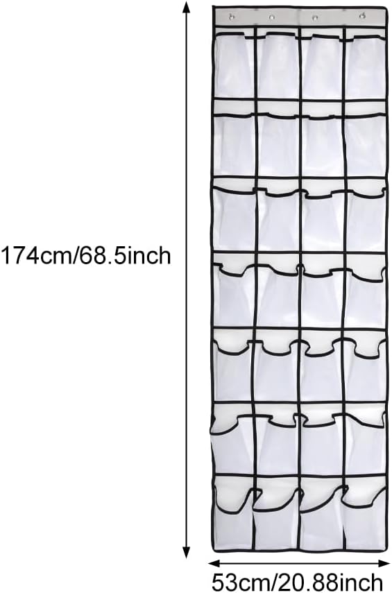 Pocket Shoe Organizer,28 Pocket Door Shoe Organizer Hanging Shoe Organizer Shoe Rack for Closet Pantry Shoe Holder for Men Sneakers, Women High Heeled Shoes, flip flops(White,size:68.5x20.88inch)