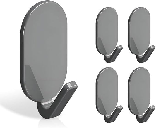 Koja 5-Pack Heavy Duty Self-Adhesive Hanging Hooks for Keys, Bathroom, Shower, Outdoor, Kitchen, Door, Home Improvement, Utility Room. - Grey