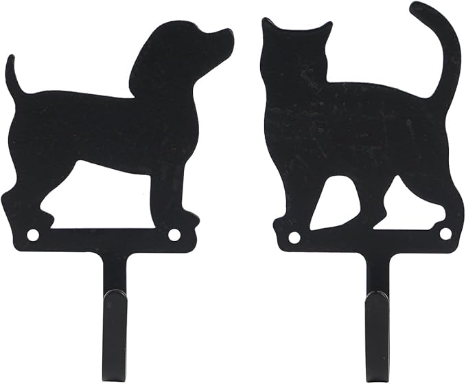NIKKY HOME Black Dog Hook Cute Cat Hook Set of 2 Decorative Wall Mounted Coat Hook Vintage Holder for Hanging Jackets Clothes Hats Towel Purses Robes Keys