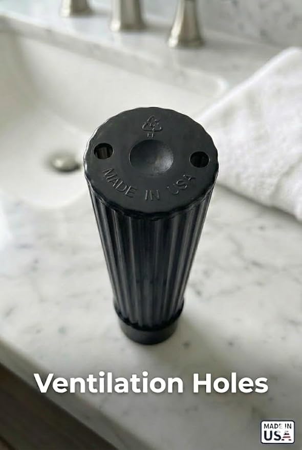 Toothbrush Holder - Black, Made in USA, with Ventilation Holes, for Toothbrush Covers, Toothbrush Holder, Toothbrush Soft, Durable Design, Hygienic Bathroom Accessory