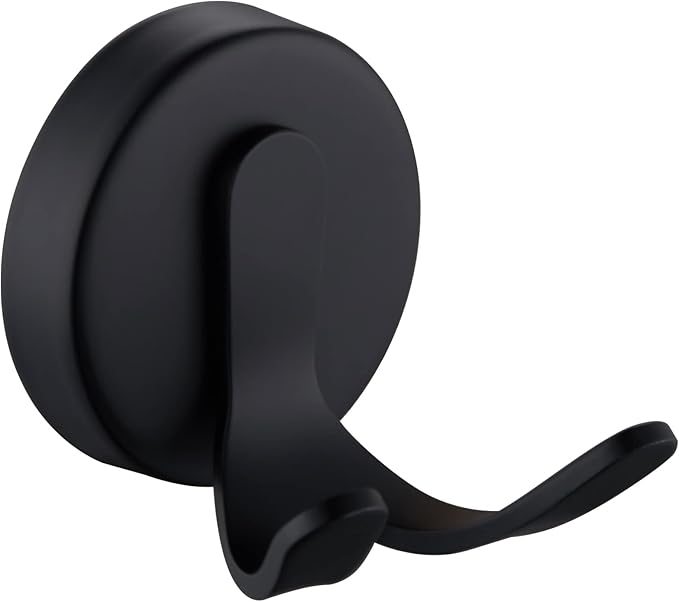 APLusee Matte Black Double Towel Hook, Stainless Steel Bathrobe Hook for Bathroom, Heavy Duty Storage Towel Hanger, Wall Mounted