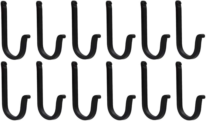 THDC Single Prong Wrought Iron Hooks, Vintage Hand Forged Iron Curved Metal Fasteners – Decorative Colonial Wall Décor, Heavy Duty Wall Hooks, Hangers for Keys, Coats, Robe, Bags, Home, Kitchen (12)