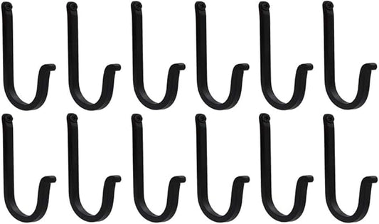 THDC Single Prong Wrought Iron Hooks, Vintage Hand Forged Iron Curved Metal Fasteners – Decorative Colonial Wall Décor, Heavy Duty Wall Hooks, Hangers for Keys, Coats, Robe, Bags, Home, Kitchen (12)