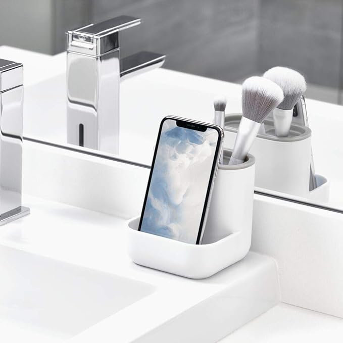 iDesign Cade Center for Bathroom Countertops, Desks, Vanities-White and Gray