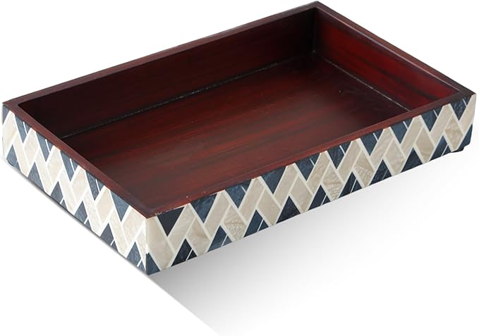 HANDICRAFTS HOME Handmade Tavla Pattern 10x6 Towel Tray - Small Bathroom Tray, Guest Towel Holder, Decorative Napkin Holder, Bathroom Countertop Storage, Kitchen Hand Towel Holder Parlour-tavla