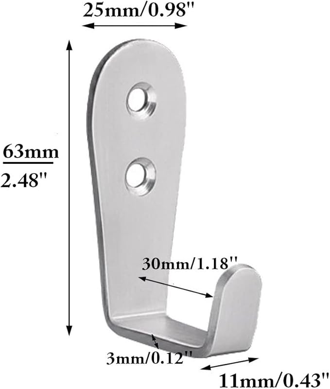 Coat Hooks Wall Mounted, 6 Pack Single Entrance Hooks Heavy Duty Brushed Wall Hook Stainless Steel, Large L Metal Hook for Hanging Clothes Jackets Robes Towels Hats Keys Bags Cups, Silver