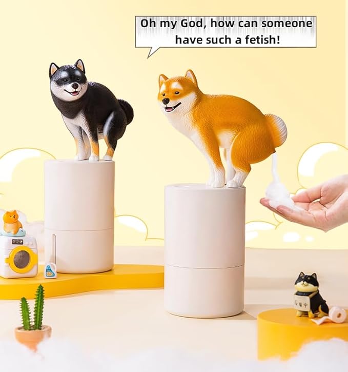 Fun Animal Series Foam Soap Dispenser-Shiba Inu,Pigeon,Shaped Foam Hand Washer,Automatic Soap Dispenser for Bathroom & Kitchen, Hilarious Gift for Kids, Adults (Shiba Inu Series (Mame Shiba))