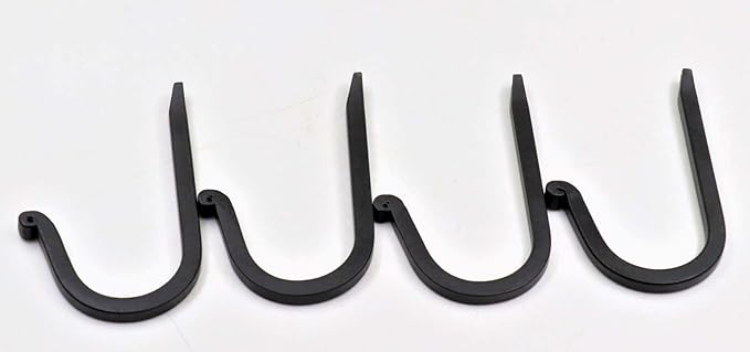 THDC Single Prong Wrought Iron Hooks, Vintage Hand Forged Iron Curved Metal Fasteners – Decorative Colonial Wall Décor, Heavy Duty Wall Hooks, Hangers for Keys, Coats, Robe, Bags, Home, Kitchen (4)
