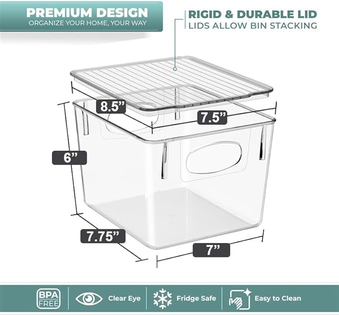 Sorbus Medium Clear Plastic Storage Bins with Lids, Clear Stackable Storage Bins, Laundry Room Organizer Bins, Office, Classroom, Playroom, Bathroom, Laundry Room Organization and Storage (4 Pack)