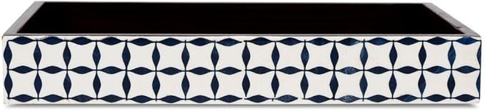 Handicrafts Home Black & White Bathroon Tray, Resin Inlay, Illusion Wrap Decorative Vanity & Bathroom Organizer, Small Countertop Tray, Guest Towel Holder, Serving Tray for Kitchen, Vintage Decor-10x6