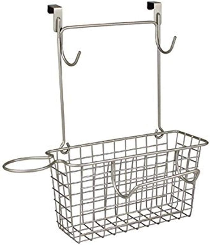 Spectrum Grid Over the Cabinet Styling Station (Satin Nickel Powder Coat) - Medium Bathroom & Under Sink Organizer for Hair Dryer, Beauty Tools, Accessories, & Home Essentials