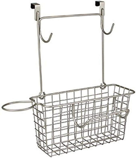 Spectrum Grid Over the Cabinet Styling Station (Satin Nickel Powder Coat) - Medium Bathroom & Under Sink Organizer for Hair Dryer, Beauty Tools, Accessories, & Home Essentials