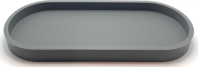 Happitasa Premium 12â x 5â Silicone Vanity Tray | Sink and Surface Organizer with Sturdy Non-Slip Base | Heat Safe, Dishwasher Safe (Grey)