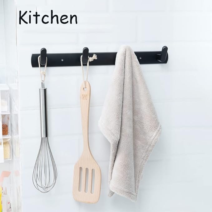 Gxfctys Coat Rack Wall Mount, Modern Wall Hooks for Hanging Coat Clothes Hats Bags with 4 Hooks, Space Aluminum Black Towel Rack for Kitchen Entryway Bathroom Bedroom (Style 1, 4 Hooks)