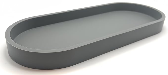 Happitasa Premium 12â x 5â Silicone Vanity Tray | Sink and Surface Organizer with Sturdy Non-Slip Base | Heat Safe, Dishwasher Safe (Grey)