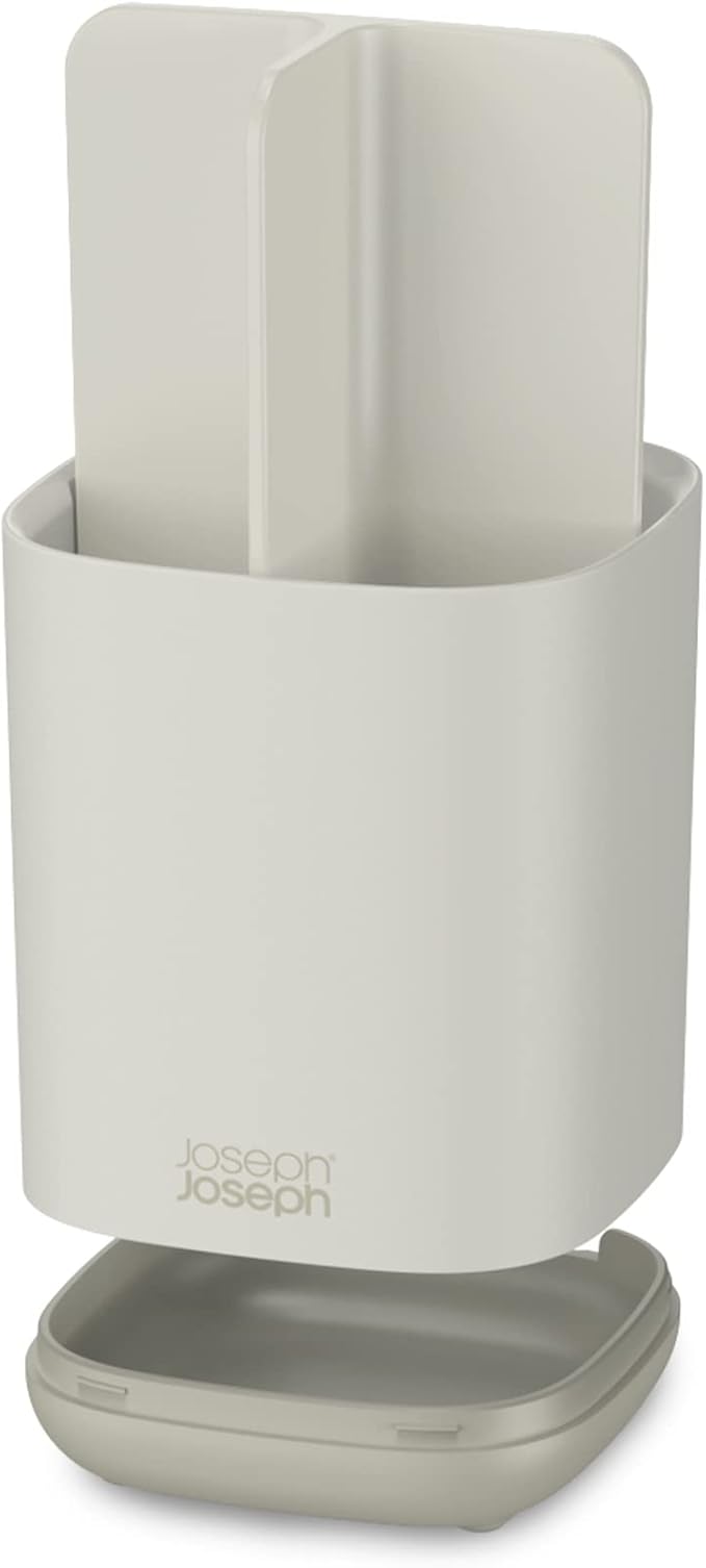Joseph Joseph Easy-Store - Compact Toothbrush Holder Caddy Bathroom Storage- Ecru Small