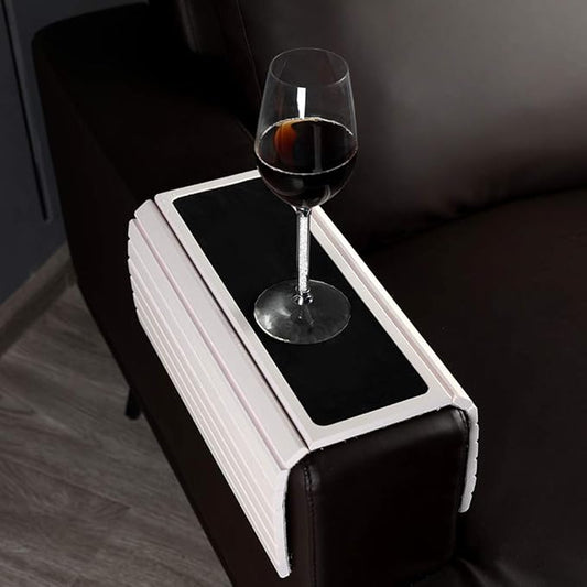 GEHE Couch Arm Tray Table, Flexible/Foldable Sofa Armrest Tray, Couch Armrest Table Cup Holder Great for Drinks Snacks Remote Control, Portable Side Table and Anti-Slip Bottom