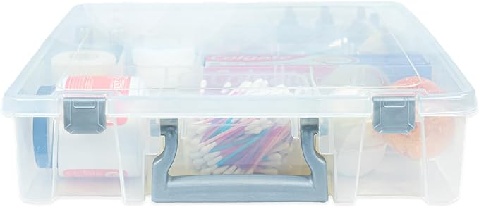 Best Kept Clear Plastic Storage Bin with Dividers | Multi - Use Container for Bathroom Counter, Kitchen, Pantry, Makeup & Beauty Essentials, 1 Pack