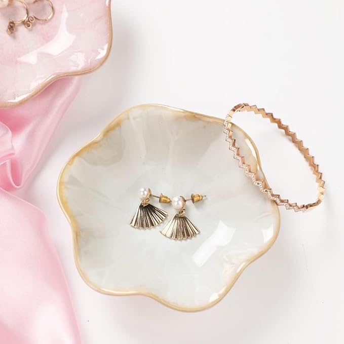 Ceramic Jewelry Dish, Leaf Tray, Key Holder, Small Ring Dish, Plate, Trinket Catchall, Nightstand Decor for Entryway Table, Room Decor
