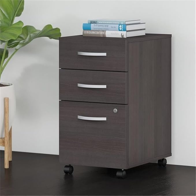 Bush Business Furniture 3 Drawer Mobile File Cabinet - Assembled, Rolling Document Storage for Home or Professional Office, Studio C Collection, Storm Gray