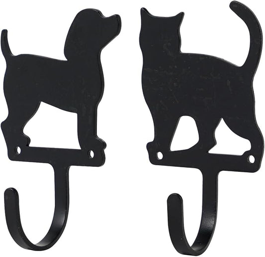 NIKKY HOME Black Dog Hook Cute Cat Hook Set of 2 Decorative Wall Mounted Coat Hook Vintage Holder for Hanging Jackets Clothes Hats Towel Purses Robes Keys