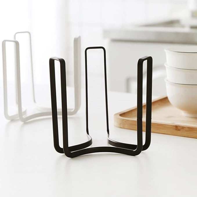 Dinnerware Bowl Plate Holder Fit for 6.5 Inches Diameters Bowl, Metal Bowl Storage Dying Display Rack for Kitchen Drawer, Countertop, Cabinet, Shelf, Cupboard (Black, Small 2PCS)