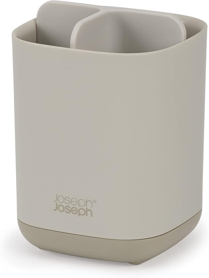 Joseph Joseph Easy-Store - Compact Toothbrush Holder Caddy Bathroom Storage- Ecru Small